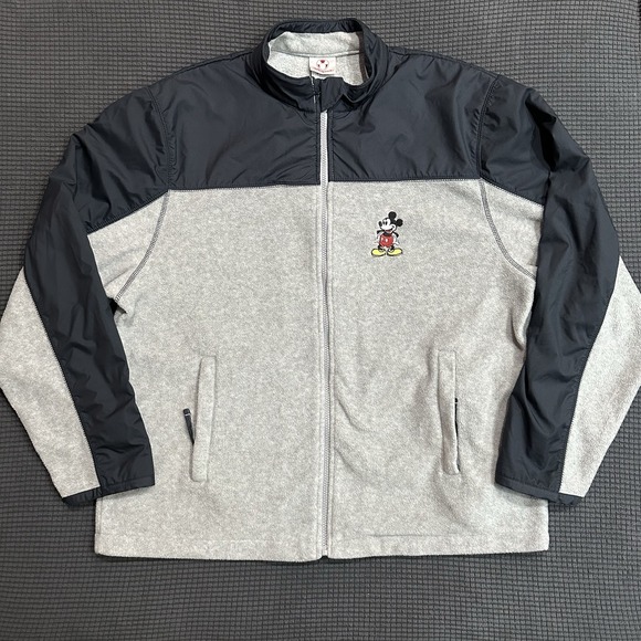 Disney Other - Disney Store Mickey Mouse Full Zip Jacket Gray Black Colorblock Fleece Mens L